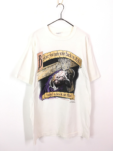 90s キリスト　宗教　十字架　ヴィンテージ  　Tシャツ　黒　アメリカ製