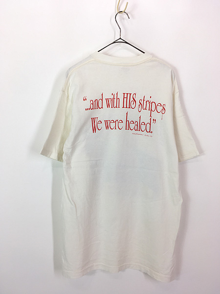 古着 90s USA製 イエス キリスト 十字架 メッセージ 両面 プリント Ｔシャツ L 古着 - 古着 通販 ヴィンテージ　古着屋  Dracaena ドラセナ