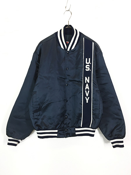 古着 80s USA製 Swingster 「U.S. NAVY」 パデット 光沢 サテン 