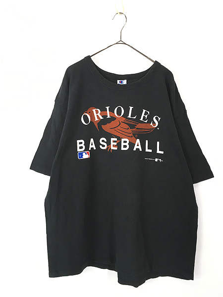 古着 90s Champion MLB Baltimore Orioles オリオールズ ベースボール 100％コットン Tシャツ 黒 XXL 古着  - 古着 通販 ヴィンテージ　古着屋 Dracaena ドラセナ