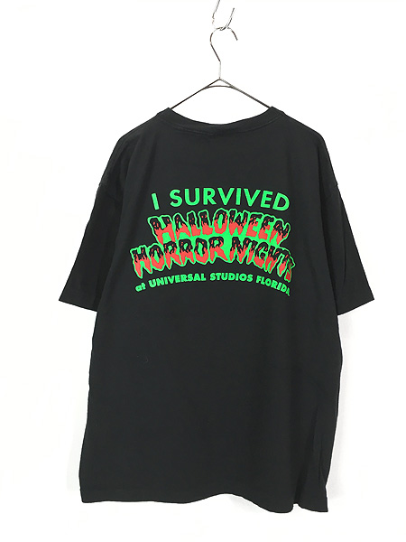 古着 90s UNIVERSAL STUDIOS FLORIDA 「ハロウィーン・ホラー・ナイト」 イベント テーマパーク Tシャツ XL 古着 -  古着 通販 ヴィンテージ　古着屋 Dracaena ドラセナ