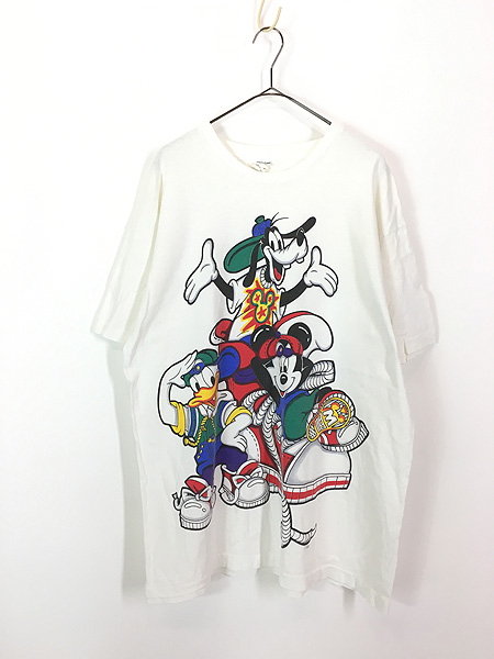 古着 90s Disney ミッキー グーフィー ドナルド ストリート スニーカー キャラクター Tシャツ L位 古着 - 古着 通販 ヴィンテージ　 古着屋 Dracaena ドラセナ