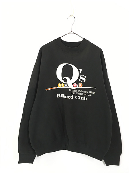 古着 90s USA製 Q's ビリヤード キュー Billiard Club スウェット