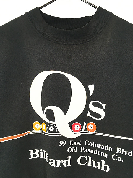 古着 90s USA製 Q's ビリヤード キュー Billiard Club スウェット