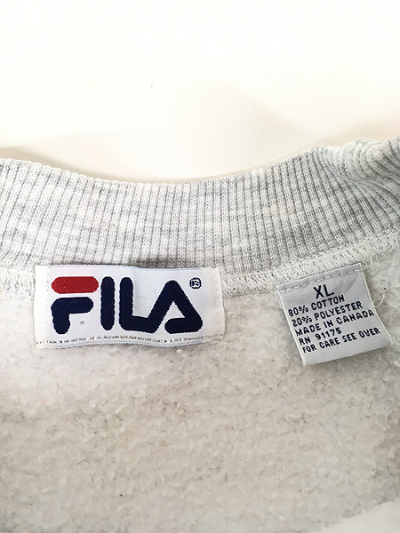 古着 90s Canada製 FILA BIG ロゴ 刺しゅう スウェット トレーナー XL