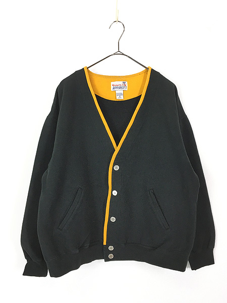 ビンテージ 90s イエロー 黄 2XL カーディガン スウェット 美品LLYISWEAT