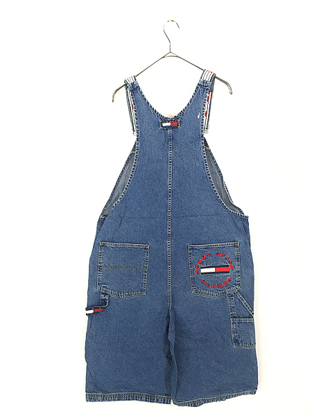 古着 90s TOMMY JEANS 多ポケット ロゴ 刺しゅう デニム ショーツ