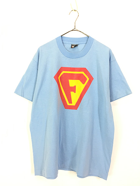 古着 80s USA製 「F」 スパイダーマン ロゴ風 BIG プリント Tシャツ XL