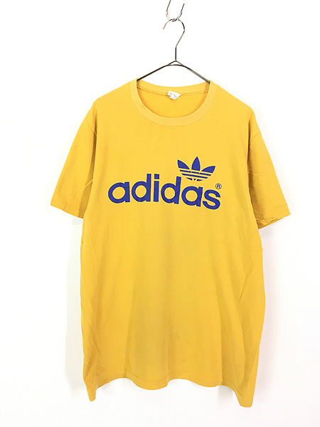 古着 70s USA製 adidas トレフォイル BIG ロゴ 100％コットン プリント ...