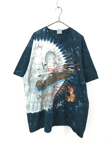 古着 90s USA製 STAR WARS スターウォーズ ファルコン号 宇宙船 プリント タイダイ Tシャツ XXL 古着 - 古着 通販  ヴィンテージ 古着屋 Dracaena ドラセナ