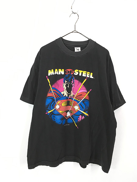 古着 90s USA製 SUPER MAN 「Man of Steel」スーパーマン アメコミ ヒーロー Tシャツ XL 古着