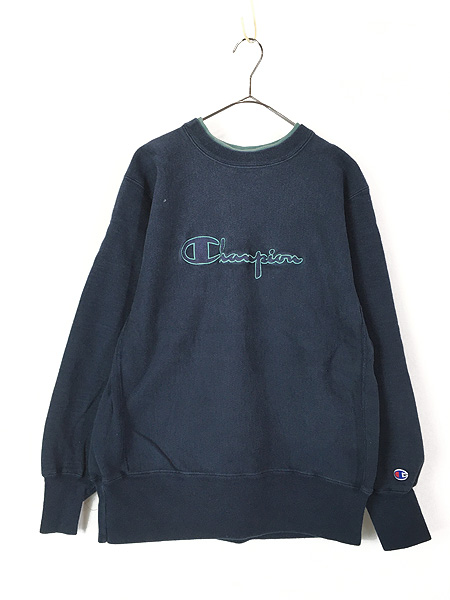 古着 90s USA製 Champion Reverse Weave BIG ロゴ Wネック リバース