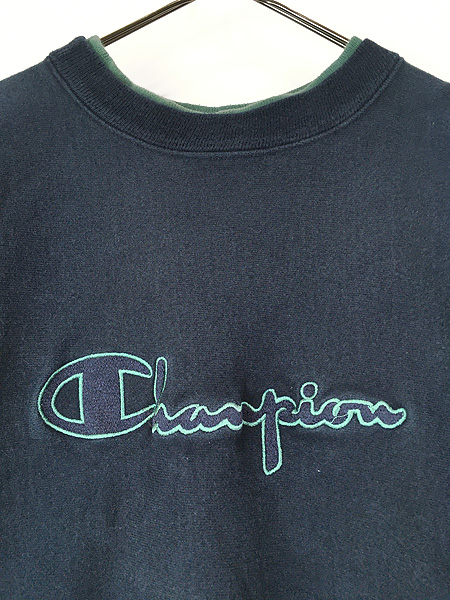 古着 90s USA製 Champion Reverse Weave BIG ロゴ Wネック リバース