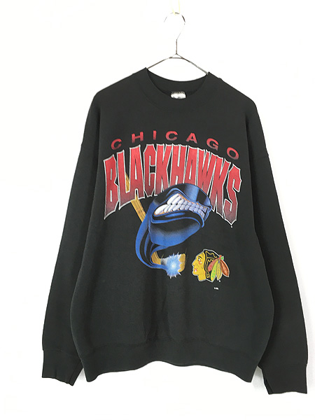 古着 90s USA製 NHL Chicago Blackhawks BIG プリント スウェット