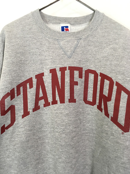 古着 90s USA製 Russell 「STANFORD」 前V カレッジ スウェット 