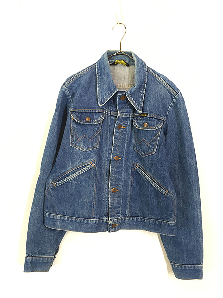 古着 70s USA製 Wrangler 黒タグ 124MJ 濃紺 デニム ジャケット G 