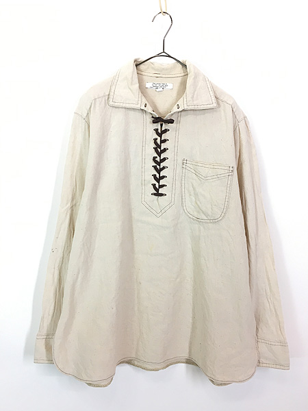 80's vintage レースアップシャツhookedvintage