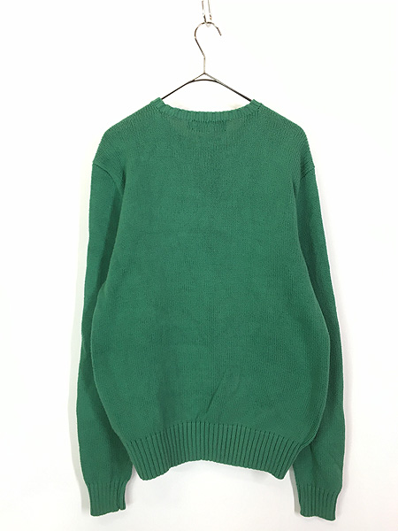 [3] 古着 Polo Ralph Lauren ワンポイント 上質 ピマコットン ニット セーター 緑 L 古着