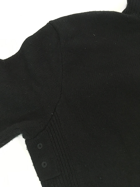 [6] 古着 Polo Ralph Lauren ワンポイント ハーフジップ ウール ニット セーター 黒 XL 古着�