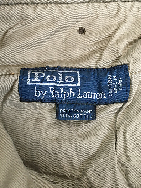 [7] 古着 Polo Ralph Lauren 「PRESTON PANT」 ノータック 太畝 コーデュロイ パンツ テーパード キャメル W38 L29 古着