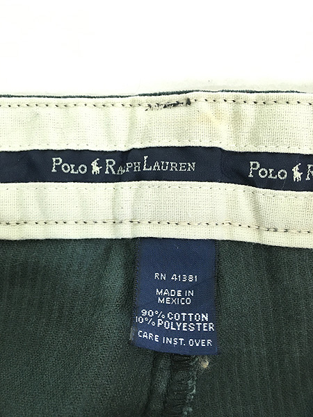 古着 90s Polo Ralph Lauren 太畝 コーデュロイ タック パンツ テーパード 深緑 W34 L30 古着