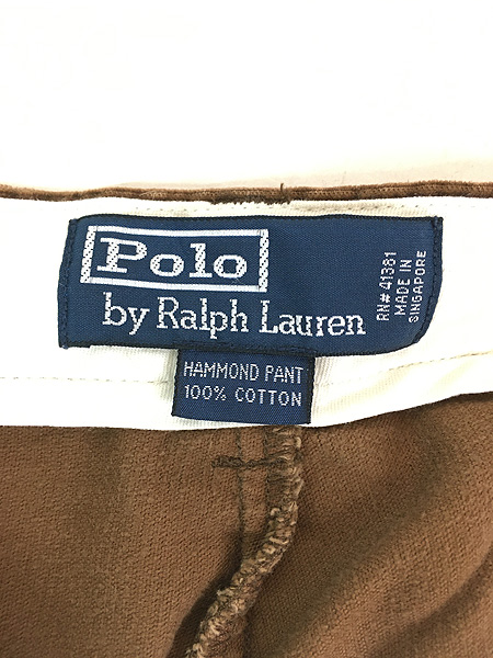 [7] 古着 Polo Ralph Lauren  「HAMMOND PANTS」 細畝 コーデュロイ タック パンツ テーパード ベージュ W36 L30 古着