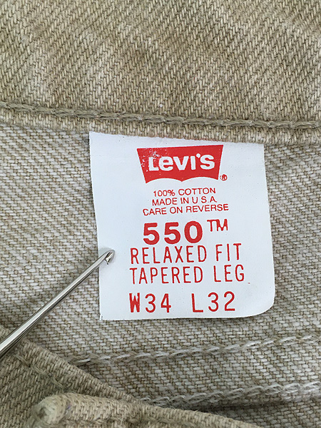 古着 90s USA製 Levi's 550 ベージュ カラー デニム パンツ ジーンズ 