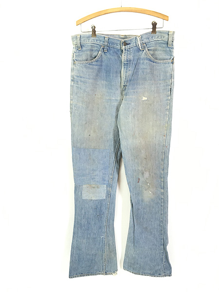 古着 70s Levi's 646-0217 クラッシュ & リペア ブルー デニム