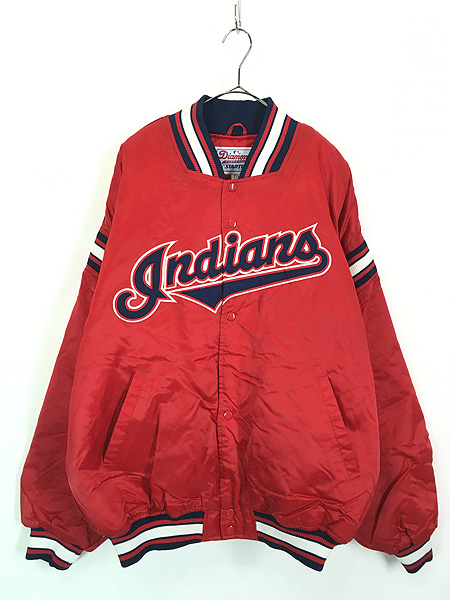 古着 90s STARTER MLB Cleveland Indians インディアンズ 光沢 サテン