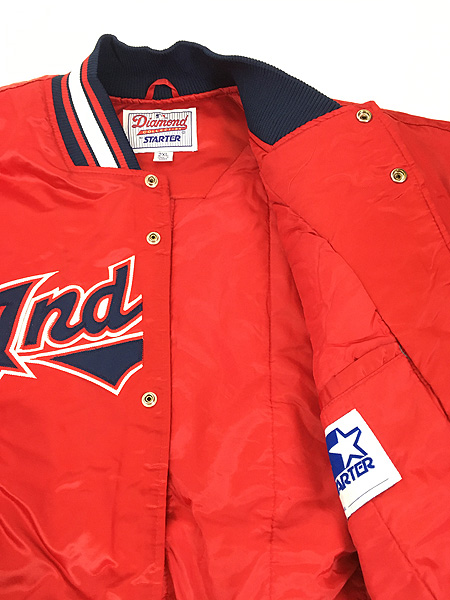 古着 90s STARTER MLB Cleveland Indians インディアンズ 光沢 サテン 