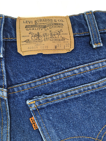 古着 80s USA製 Levi's 509-0215 オレンジタブ 濃紺 ブルー デニム