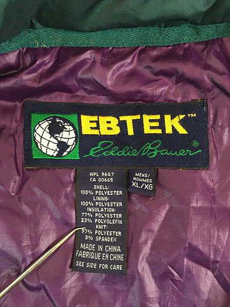 古着 90s Eddie Bauer 「EBTEK」 Thinsulate パデッド ハーフジップ ...