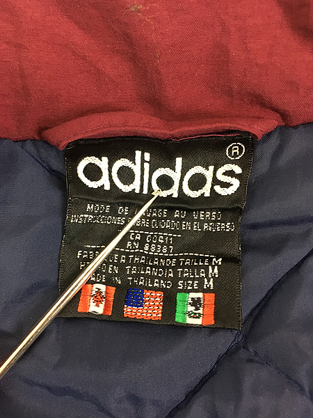 古着 90s adidas ワインレッド×ネイビー バイカラー 3ライン パデット