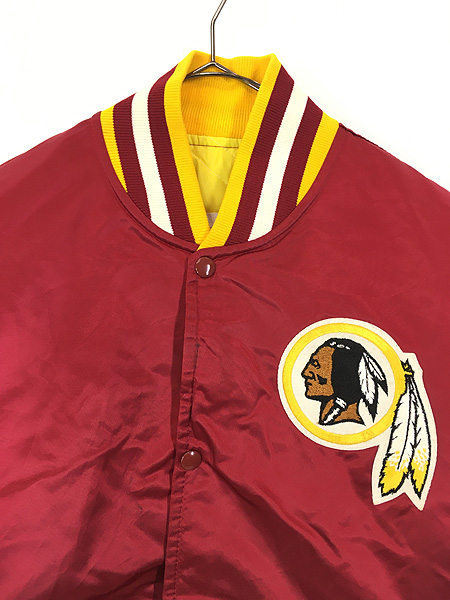 古着 80s USA製 NFL Washington Redskins レッドスキンズ パッチ 光沢 サテン スタジャン ジャケット L 古着 -  古着 通販 ヴィンテージ 古着屋 Dracaena ドラセナ