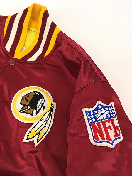 古着 80s USA製 NFL Washington Redskins レッドスキンズ パッチ 光沢 サテン スタジャン ジャケット L 古着 -  古着 通販 ヴィンテージ 古着屋 Dracaena ドラセナ