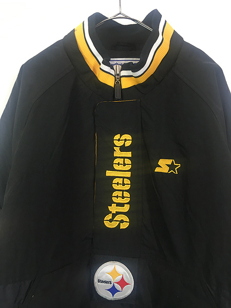 古着 90s STARTER NFL Pittsburgh Steelers スティーラーズ ハーフジップ パデット ナイロン ジャケット XL 古着  - 古着 通販 ヴィンテージ 古着屋 Dracaena ドラセナ