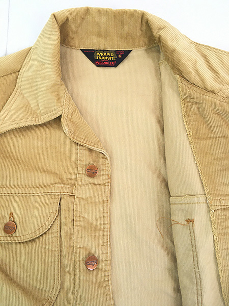 古着 70s USA製 Wrangler WRAPID TRANSIT 開襟 コーデュロイ