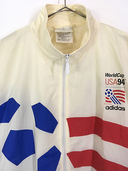 古着 90s adidas 「World Cup USA 94」 ワールドカップ 星条旗 パターン ナイロン ジャケット パーカー L 古着 - 古着  通販 ヴィンテージ　古着屋 Dracaena ドラセナ