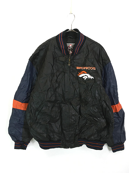 古着 90s NFL Denver Broncos ブロンコス 本革 オールレザー