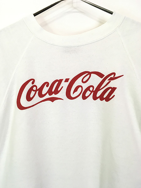 古着 80s USA製 Coca-Cola コーラ 企業 ロゴ 3面 プリント スウェット