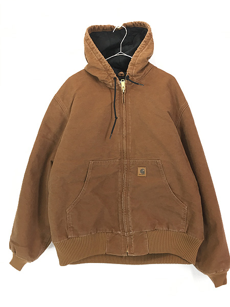 古着 Carhartt 防寒 ブラウン ダック パデット アクティブ パーカー