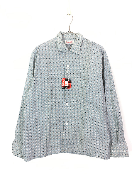 貴重 NOS 60's ボタンダウンシャツ 15.5 長袖 青 デッドストック - シャツ