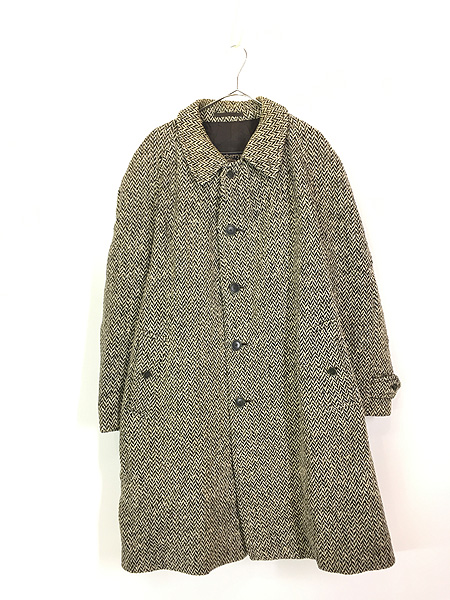 古着 70s 英国製 Burberrys × Howarth's 「IRISH TWEED」 貴重 黒白 ツイード ウール バルマカーン コート  44R【10off】 - 古着 通販 ヴィンテージ　古着屋 Dracaena ドラセナ