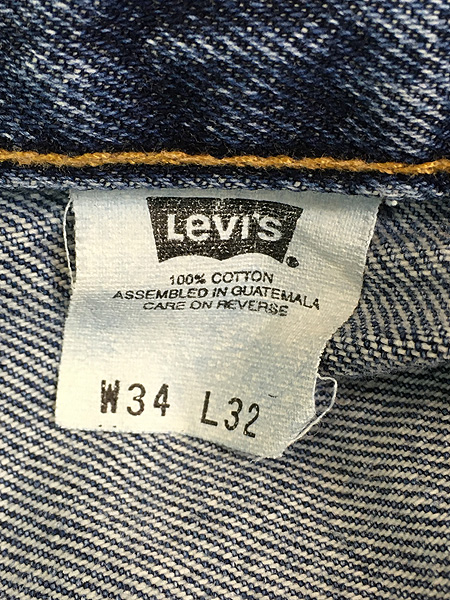 古着 90s Levi's 595 「変型ポケット」 ブルー デニム ワイド パンツ