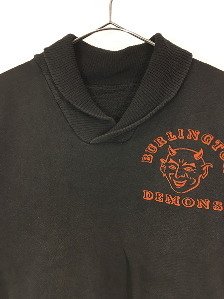 古着 50s 「BURLINGTON DEMONS」 デビル 針抜きリブ ショールカラー