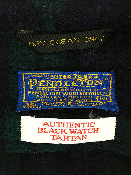 古着 70s USA製 Pendleton ブラックウォッチ チェック ショール カラー