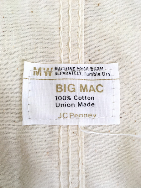 古着 70s USA製 BIG MAC 山ポケ 生成 ホワイト コットン ワーク 