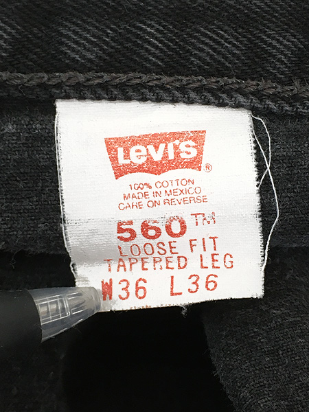 [8] 古着 90s Levi's 560 スーパー ブラック デニム ワイド パンツ ジーンズ W34 L35