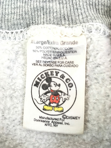 古着 90s USA製 Disney Mickey 逆さ ミッキー ワッペン スウェット