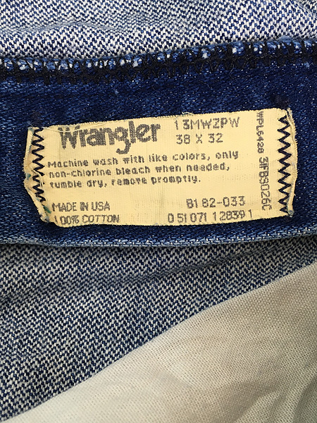 古着 80s USA製 Wrangler 13MWZPW 濃紺 デニム パンツ ジーンズ ストレート W36 L31
